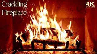  Crackling Cozy Fireplace  4K Christmas Fireplace Burning Ambience