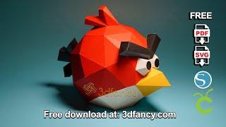 3D Paper Crafts with Cricut Make and Cameo4 | Free Angry Bird Red Papercraft  PDF SVG Template