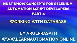 Must Know JAVA concepts | Selenium Automation | PART - 1 | Working with Databases