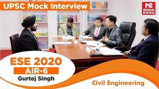 UPSC Toppers' Interview |ESE2020 AIR-6 Gurtej Singh | MADE EASY Panel Mr KP Shashidharan (IRS Retd.)