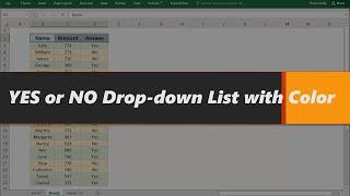 Create YES or NO drop down list with color in Excel