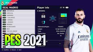 REAL MADRID Players Face & Ratings | PES 2021