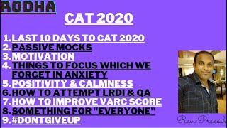 LAST 10 DAYS TO CAT I CAT PREPARATION 2020 II MOTIVATION FOR CAT 2020 I FINAL STRATEGY FOR CAT 2020