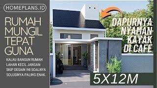 JANGAN DI SKIP Desain Rumah 1 lantai! Soalnya solusi ruangnya asyik - lahan 5x12m [kode 010D]