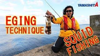 YAMASHITA "How to catch SQUID" explained.SQUID Fishing  (EGING) from shore,Jetty