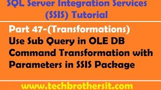 SSIS Tutorial Part 47-Use Sub Query in OLE DB Command Transformation with Parameters in SSIS Package