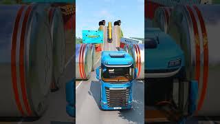 Cars & Golden Truck vs Gigantic Crushers - BeamNG.Drive #shorts