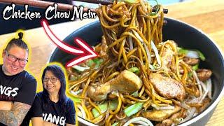 How Chinese Chefs cook CHICKEN CHOW MEIN  Mum and Son professional chefs cook