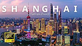 Shanghai, China  in 4K ULTRA HD 60FPS at night by Drone