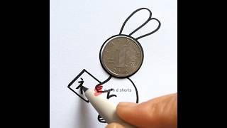 Use coins to draw cute lucky rabbits #youtubeshorts # Wishing everyone a happy Year of the Rabbit