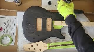 DIY 5 String Bass Guitar Kit Build Part 1 – Finishing & Staining for a Custom Look!