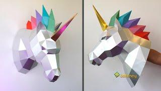 Diy Papercraft Unicorn Trophy Timelapse - Making The Wall Sculpture Unicorn Head by 3DFANCY