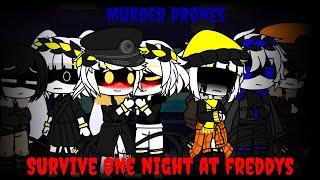 Murder Drones survives One Night at Freddys | Gacha | FNaF crossed over with Murder Drones 1