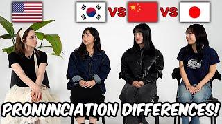 American Was shocked by Korea VS China VS Japan Pronunciation Differences!!