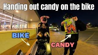 We almost gave candy to a cop! (MOTOVLOG)