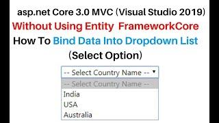 ASP.NET Core Mvc Without Entity Framework Binding Dropdown List VS2019