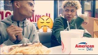 AMERICAN DELI MUKBANG w/ MY 15 YEAR OLD SISTER'S BOYFRIEND (HE APOLOGIZES!)