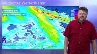 Unwetterwarnung vor Gewittern mit heftigem Starkregen