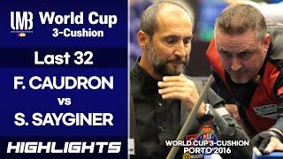 [Porto World Cup 3-Cushion 2016] Last 32 - Semih SAYGINER (TUR) vs Frederic CAUDRON (BEL). H/L