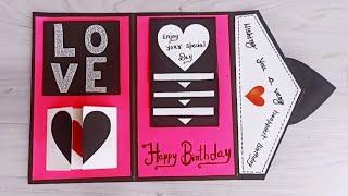 Beautiful Handmade Birthday Card Idea for Best Friend || DIY Birthday Card Idea...Scrapbook Idea..