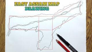 Easy way to draw Assam map step by step