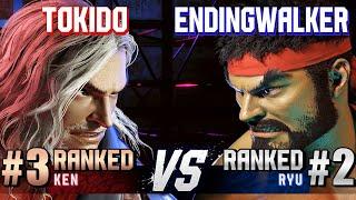 SF6 ▰ TOKIDO (#3 Ranked Ken) vs ENDINGWALKER (#2 Ranked Ryu) ▰ High Level Gameplay