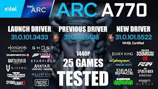 ARC A770 16GB Launch Driver VS Previous Driver VS New Driver | R9-7950X3D | 1440p - 25 Games Tested