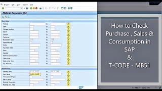 How to check Purchase and Sales in SAP : T-Code MB51