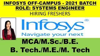 INFOSYS OFF CAMPUS  2021 BATCH | Infosys Is hiring Freshers | Infosys Off Campus Drive For Freshers