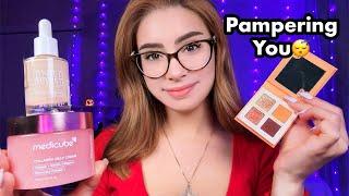 ASMR Pampering You to Sleep  Makeup, Skincare, Hair Brushing ~ Personal Attention Roleplay 