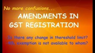 Amendments in GST Registration Threshold