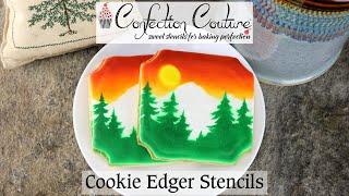 Mountain Range and Pine Tress Cookie Edger Stencils | Confection Couture