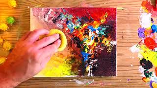 Colorful Abstract Painting In Acrylics | Bold Painting | Satisfying Art | Step By Step