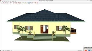 Sketchup 2016 how to draw my house_one story detached-house speed build part1/2