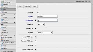 Create Secrets (user accounts) in MikroTik PPPoE