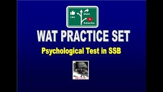 WORD ASSOCIATION TEST (WAT) SET - 6 (PSYCHOLOGICAL TEST IN SSB) #ssbexpert