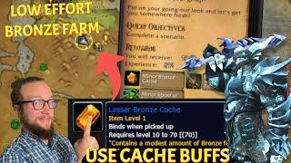 LOW EFFORT BRONZE! Use the Buffs to Bronze Caches to get EASY Bronze using Alts in MoP Remix WoW