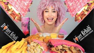 ASMR PINK FOOD MUKBANG Pink Donner Kebab Feast with Limited Edition Rosalía Coca Cola 