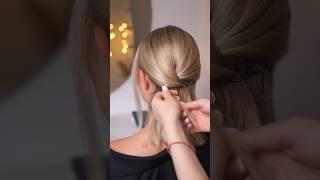 Стильный пучок на короткие волосы #прически #hairstyle #hairtutorial