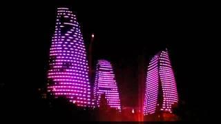 Flame towers LED illumination - Azerbaijan Baku