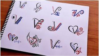 E8. how to make different types of V letter tattoo designs