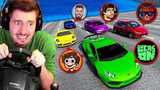 Fugindo da água com CARROS DE YOUTUBERS no BeamNG Drive!