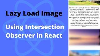 Lazy load images in React using Intersection Observer