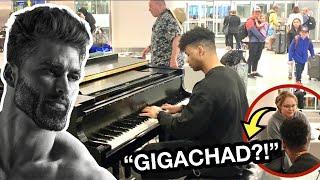 Playing GIGACHAD THEME on piano in public! (TIKTOK MEMES)