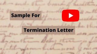 Sample For Termination Letter | How To Write Termination Letter Of Job Employment |