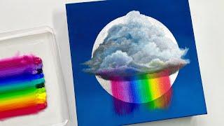 Amazing cloud painting with rainbow effect step by step beginner tutorial