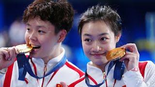 3-time world champions Chang/Chen win 2nd gold for China at Paris 2024 Olympics｜diving｜昌雅妮/陈艺文