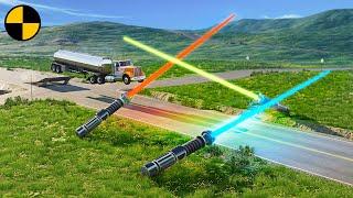 Cars vs Multiple Lightsabers  BeamNG.Drive