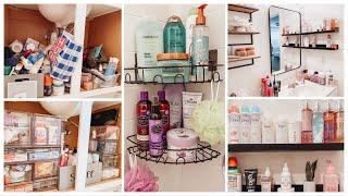 DECLUTTER + DEEP CLEAN + ORGANIZE SMALL MASTER BATHROOM WITH ME