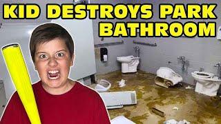 Kid Temper Tantrum Destroys Park Bathroom!, Lives To Regret It...